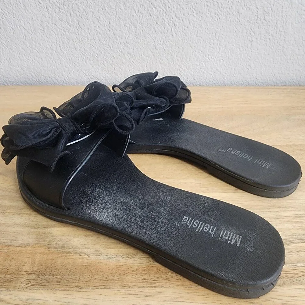 Mini Helisha Sandals Womens Size 38 Black Bow Slide Slip On Dressy MST-1718